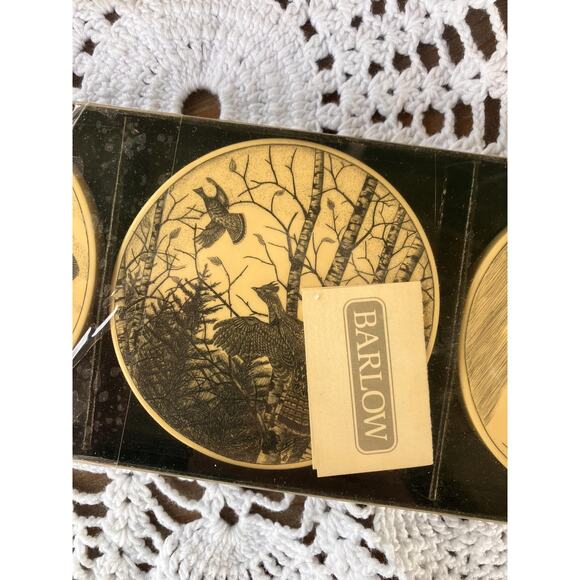 Vintage Barlow Game Bird Coasters: 1980s Wood Coaster Set - Picture 4 of 10